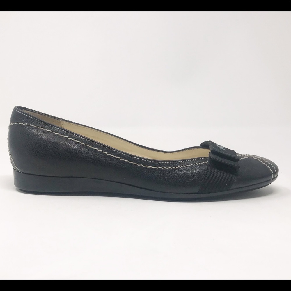 Salvatore Ferragamo Black Flats with Bow Detail